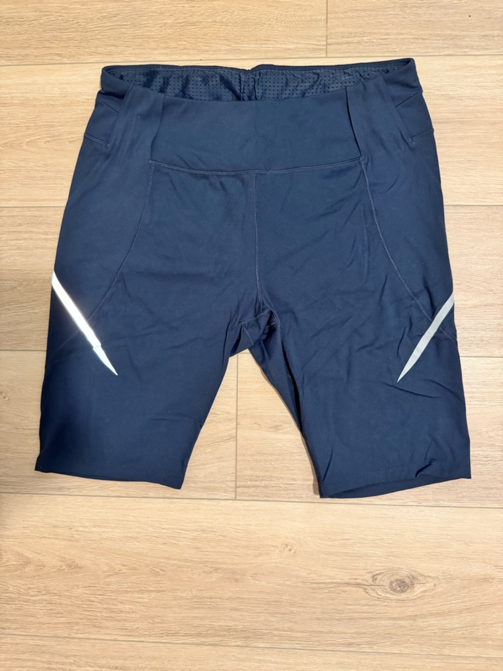 Women's Navy Athletic Shorts with Reflective Accents